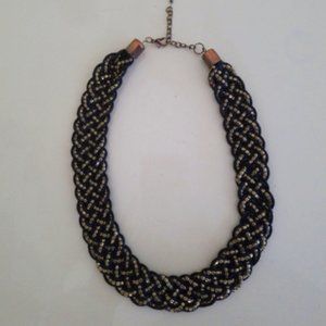 Black and Gold Woven Collar Necklace